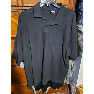 Puritan Mens Shirt 2XL Polo Short Sleeve Black Knit Cotton Blend Pocket Casual